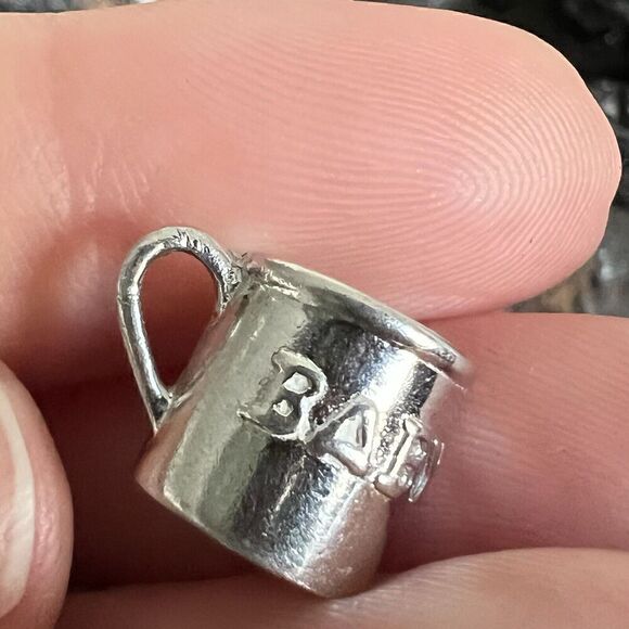 Vintage Sterling Silver Charm Small Cup Baby Birth Delivery Family - Picture 3 of 9